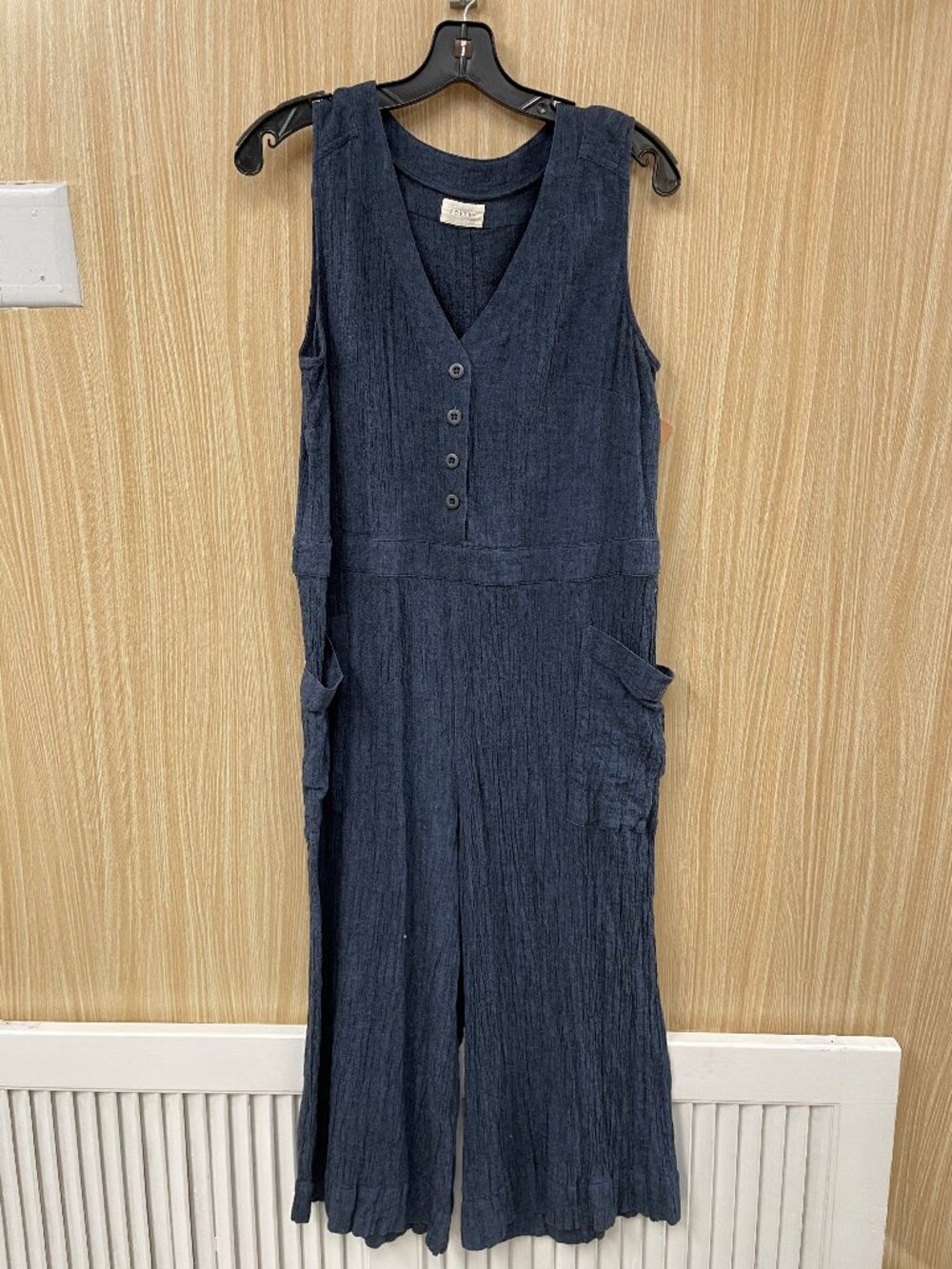 Poetry Blue Linen Blend Jumpsuit Size 12